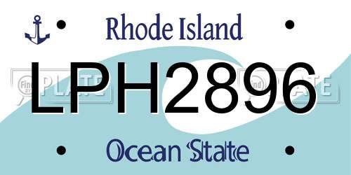 LPH2896 Rhode Island License Plate