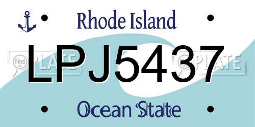 LPJ5437 Rhode Island License Plate