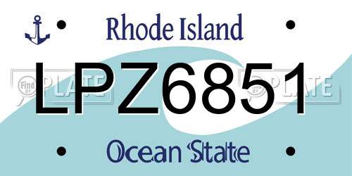 LPZ6851 Rhode Island License Plate