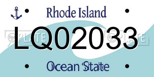 LQ02033 Rhode Island License Plate
