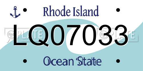 LQ07033 Rhode Island License Plate