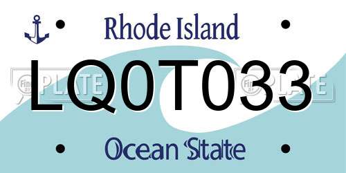 LQ0T033 Rhode Island License Plate