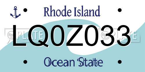 LQ0Z033 Rhode Island License Plate