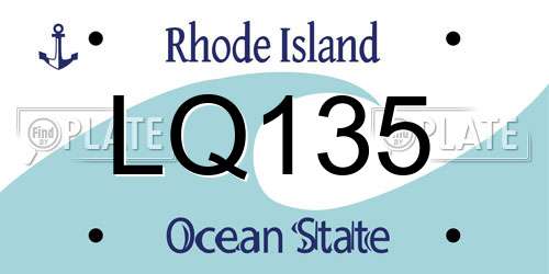 LQ135 Rhode Island License Plate