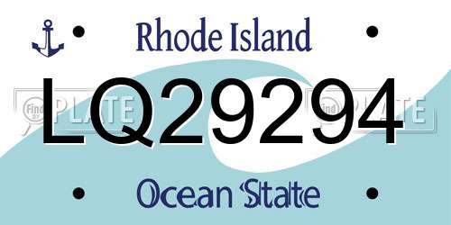 LQ29294 Rhode Island License Plate