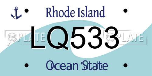 LQ533 Rhode Island License Plate