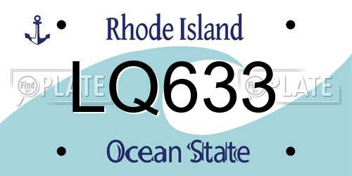 LQ633 Rhode Island License Plate