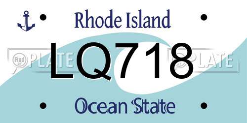 LQ718 Rhode Island License Plate