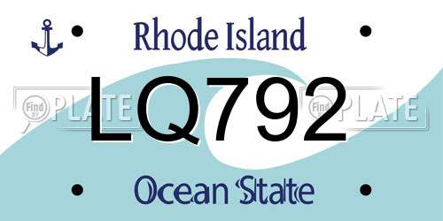 LQ792 Rhode Island License Plate