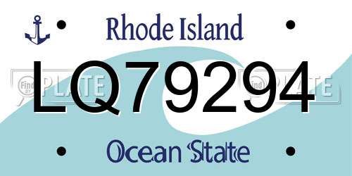 LQ79294 Rhode Island License Plate