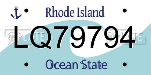 LQ79794 Rhode Island License Plate