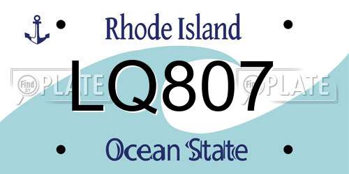 LQ807 Rhode Island License Plate