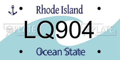 LQ904 Rhode Island License Plate