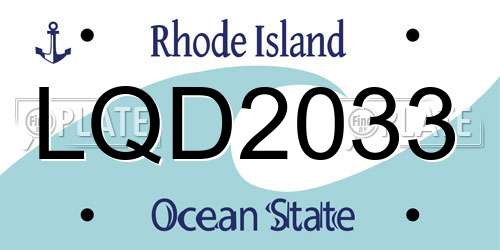 LQD2033 Rhode Island License Plate