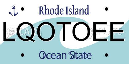 LQOTOEE Rhode Island License Plate