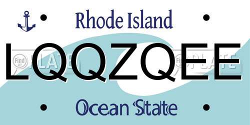 LQQZQEE Rhode Island License Plate