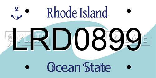LRD0899 Rhode Island License Plate
