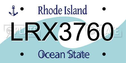 LRX3760 Rhode Island License Plate