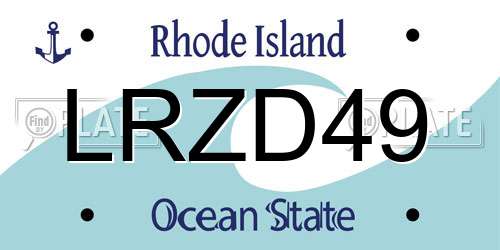 LRZD49 Rhode Island License Plate
