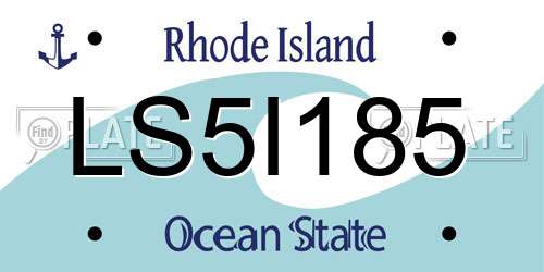 LS5I185 Rhode Island License Plate