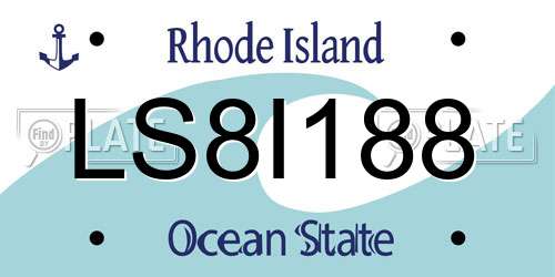 LS8I188 Rhode Island License Plate