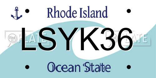 LSYK36 Rhode Island License Plate
