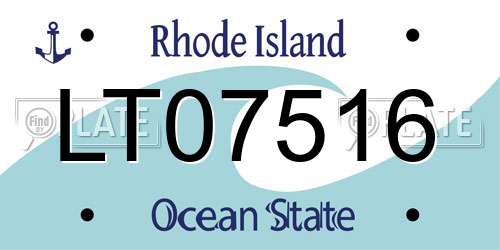 LT07516 Rhode Island License Plate