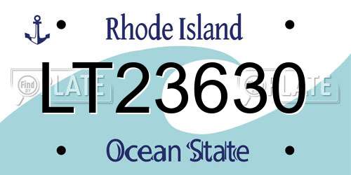 LT23630 Rhode Island License Plate
