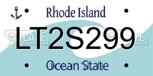LT2S299 Rhode Island License Plate