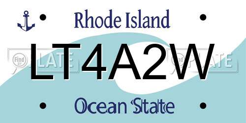 LT4A2W Rhode Island License Plate