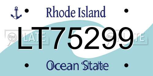 LT75299 Rhode Island License Plate