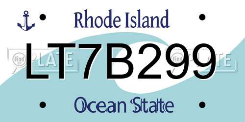LT7B299 Rhode Island License Plate