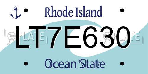 LT7E630 Rhode Island License Plate