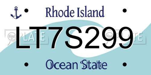 LT7S299 Rhode Island License Plate