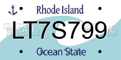 LT7S799 Rhode Island License Plate