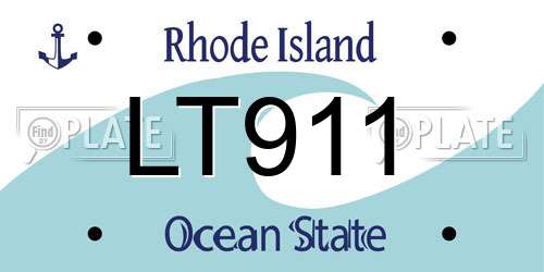 LT911 Rhode Island License Plate