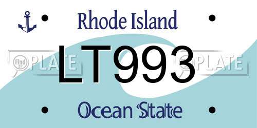 LT993 Rhode Island License Plate