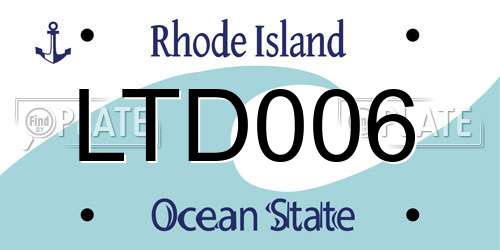 LTD006 Rhode Island License Plate