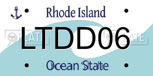 LTDD06 Rhode Island License Plate