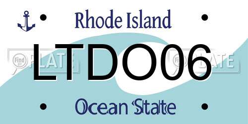 LTDO06 Rhode Island License Plate