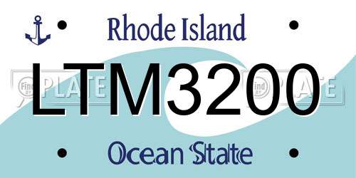 LTM3200 Rhode Island License Plate