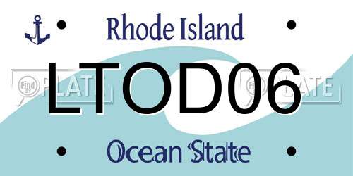 LTOD06 Rhode Island License Plate