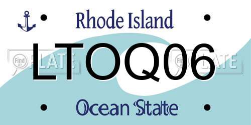 LTOQ06 Rhode Island License Plate