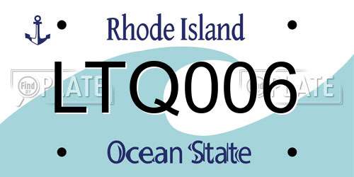 LTQ006 Rhode Island License Plate
