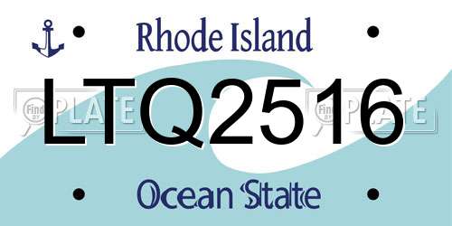 LTQ2516 Rhode Island License Plate