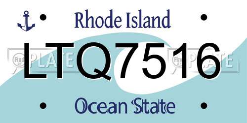 LTQ7516 Rhode Island License Plate