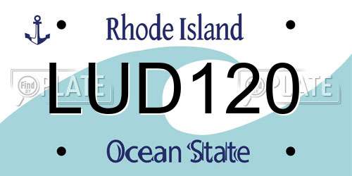 LUD120 Rhode Island License Plate
