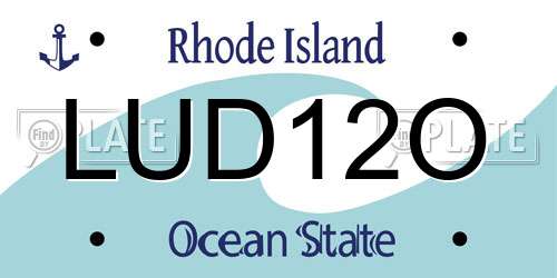 LUD12O Rhode Island License Plate