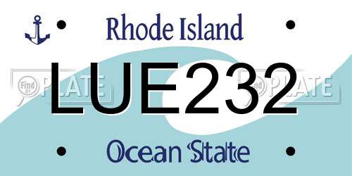LUE232 Rhode Island License Plate
