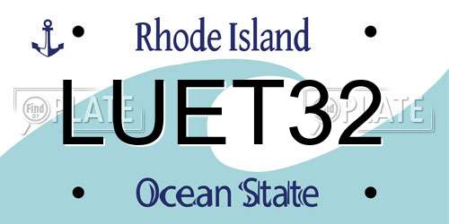LUET32 Rhode Island License Plate